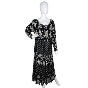 Rona Size M Patchwork Tiered Maxi Rayon Kaftan Dress Flawed Crafters Seamstress